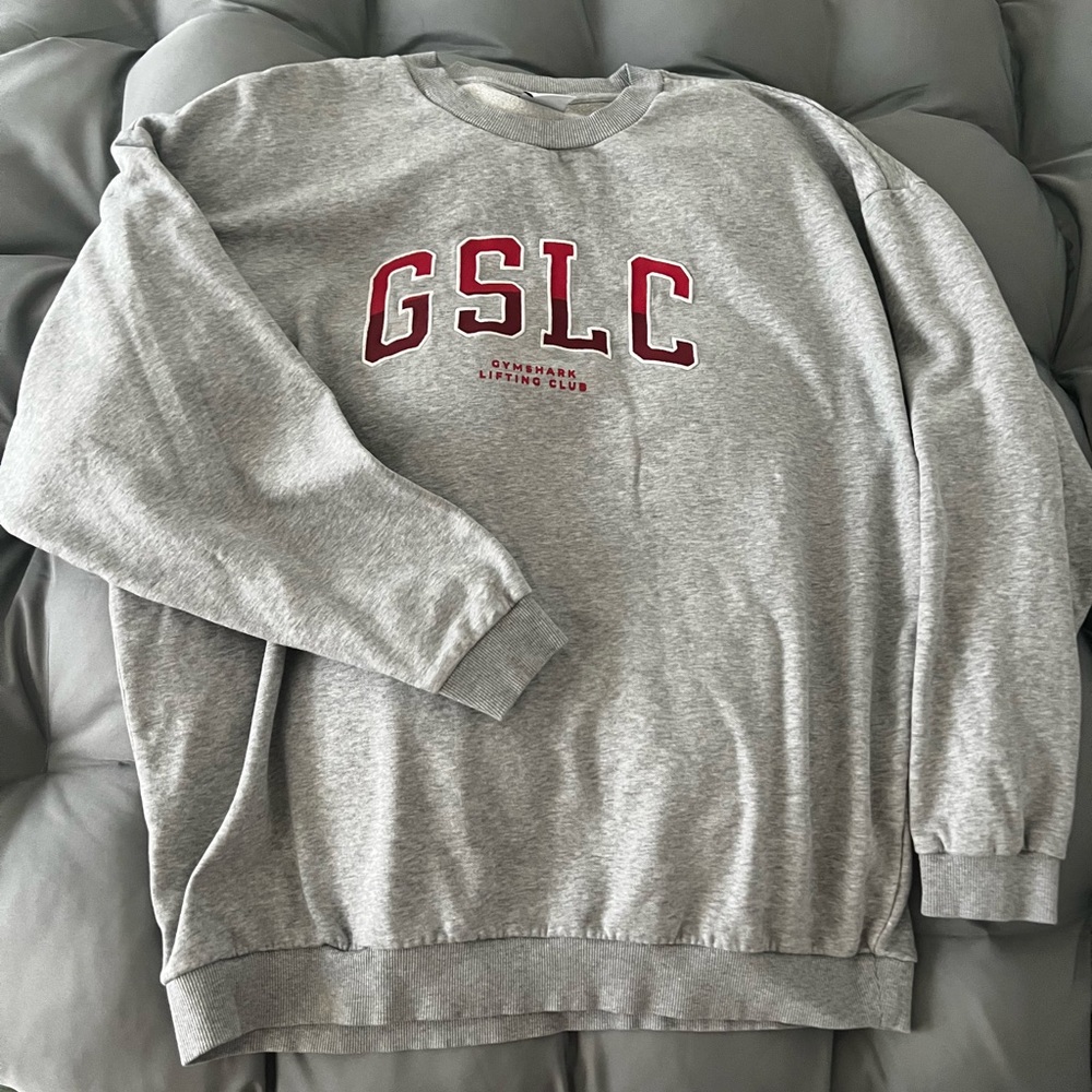 Gymshark Gray and Red Crewneck Sweater
